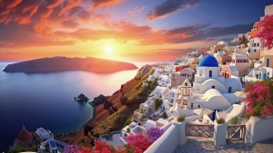 Traditionelles griechisches Dorf auf Santorin