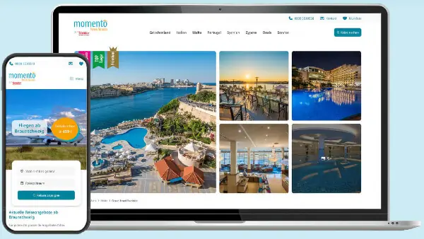 Mockup der neuen Fliegen ab Braunschweig Webseite